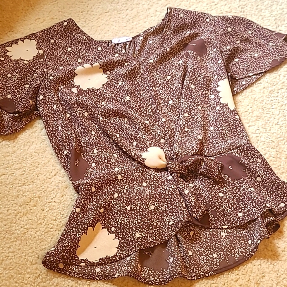 Brown Floral Blouse